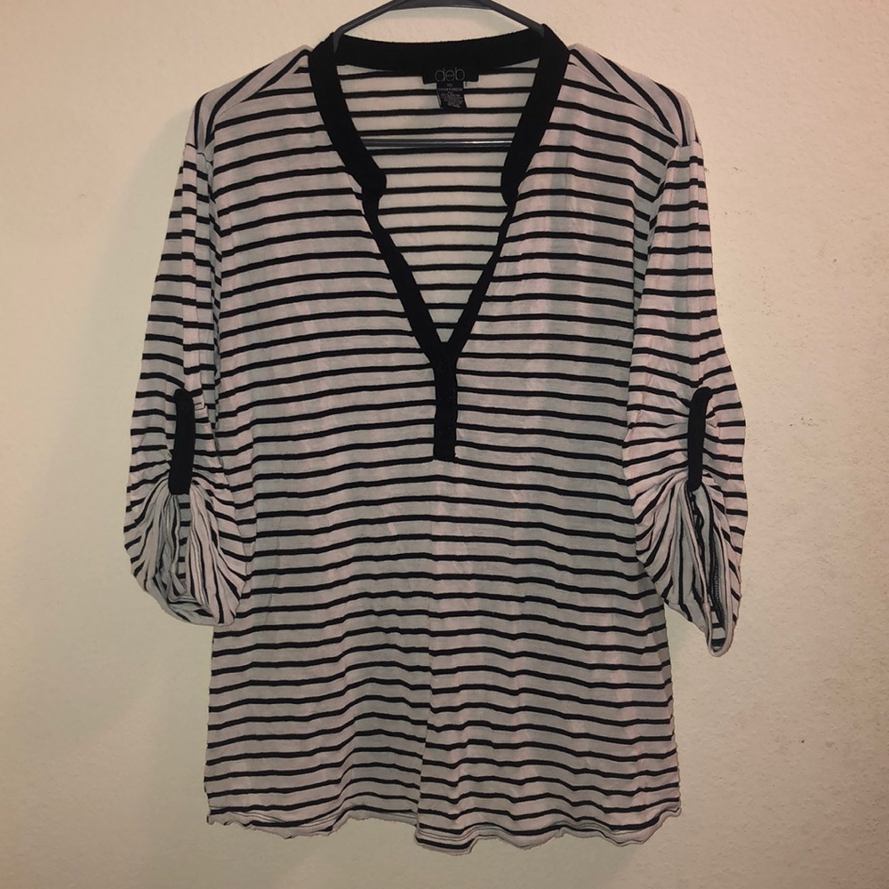 Stripped Top 3/4 sleeve